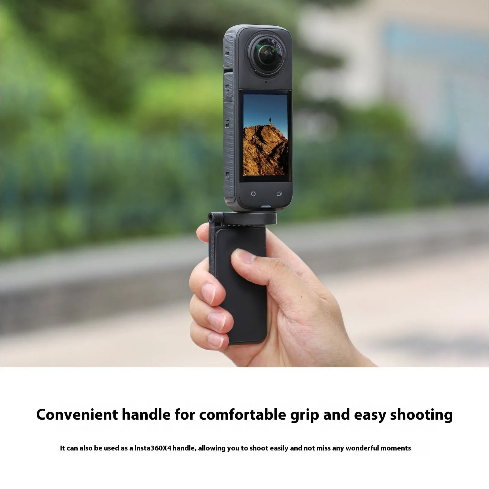 Black magnetic bracket base accessory for Insta360 X4 camera with adjustable angle handle