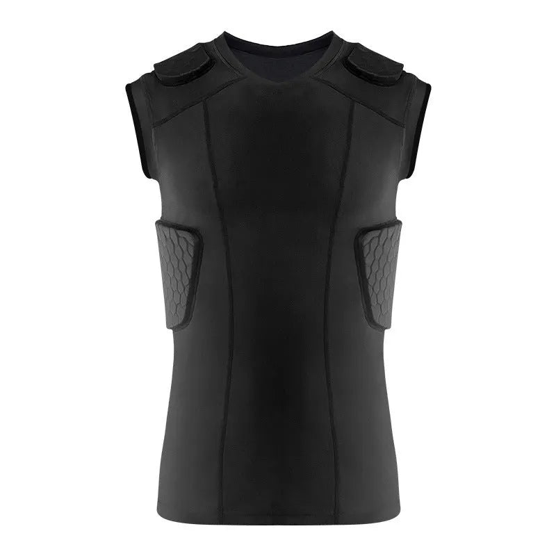 Black tight quick-dry basketball sports vest with anti-collision padding for unisex training