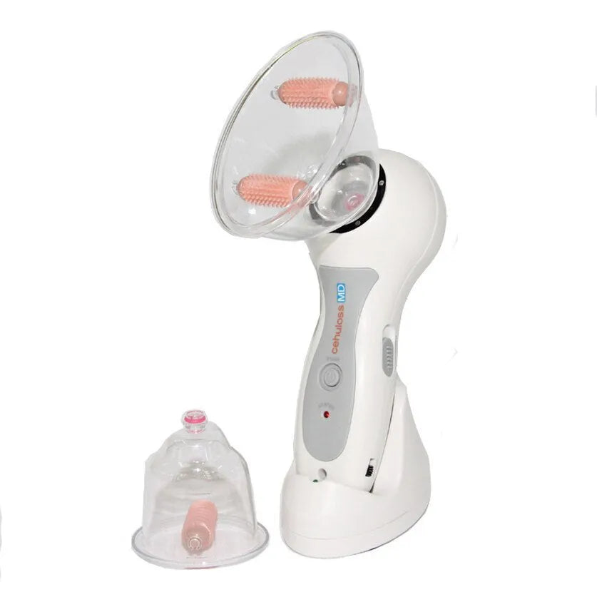 White plastic portable body massage vacuum cans anti cellulite massager device with interchangeable rollers