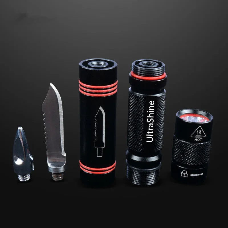 Q5 outdoor strong flashlight with safety hammer black aluminium alloy 6800mAh