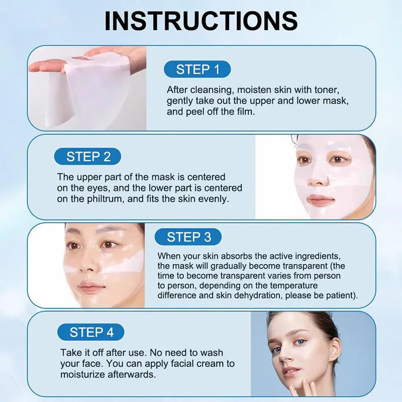 Collagen face mask sheet 34g for deep hydration firming and brightening in 4-piece box