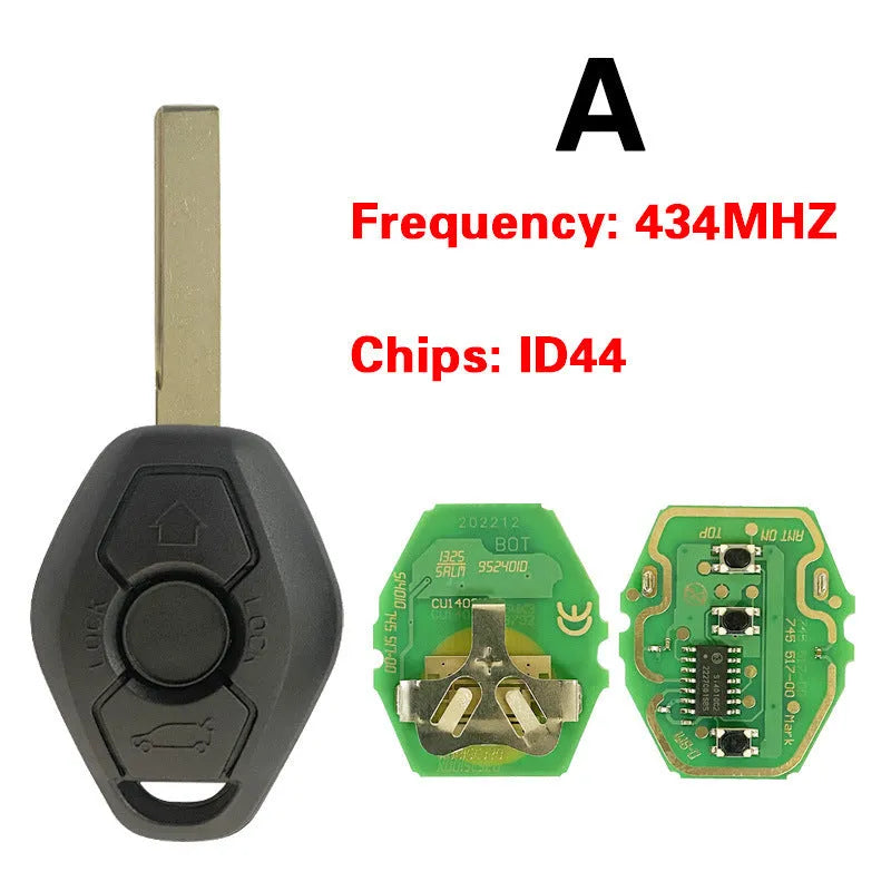 BMW 3 button remote key with straight metal HU58 blade for EWS system compatibility