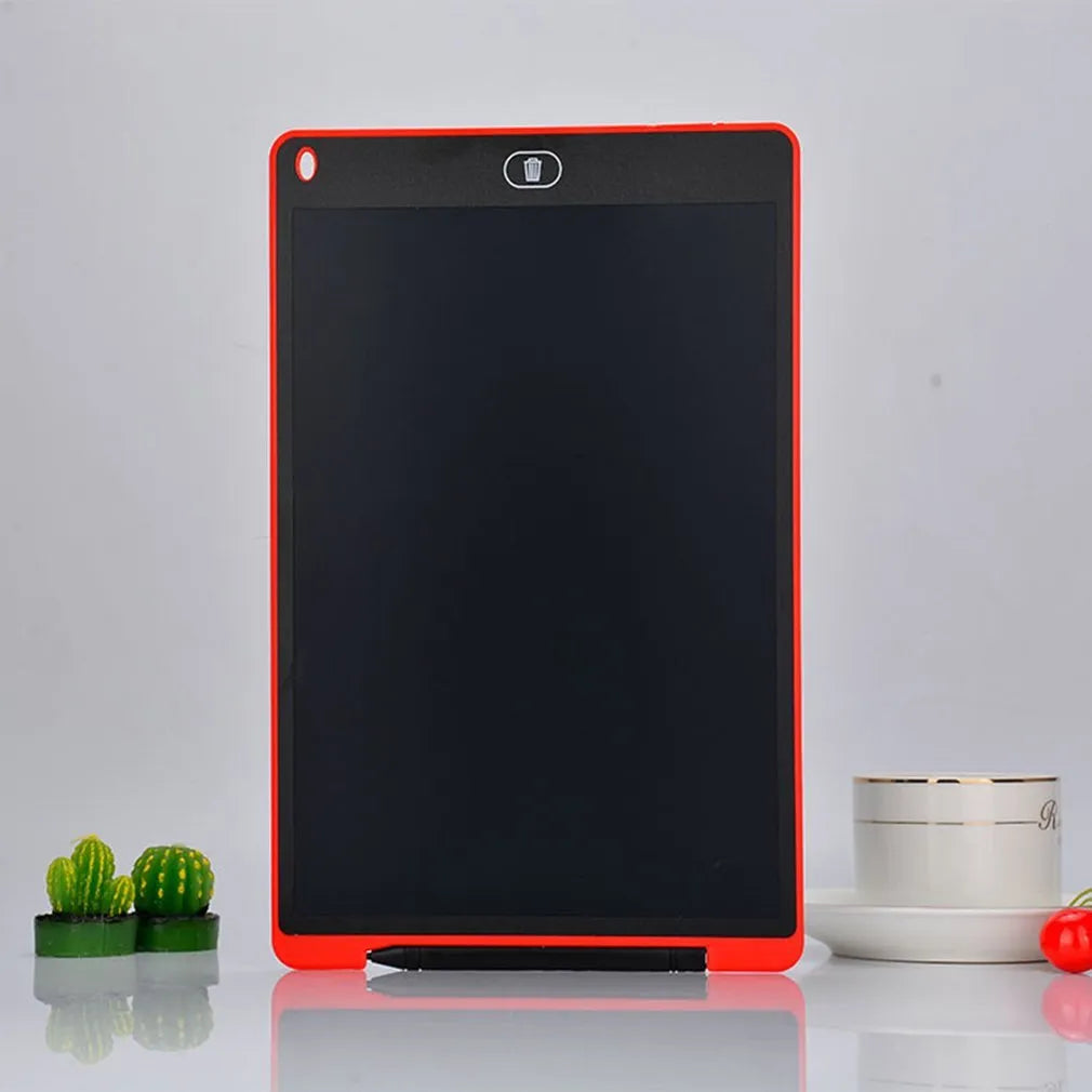 LCD children's handwriting board with stylus in blue, red, green, or black colour options.