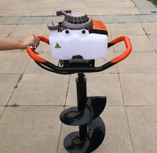 Portable single-person gasoline hole digger for fruit tree fertilization, supplied as one unit