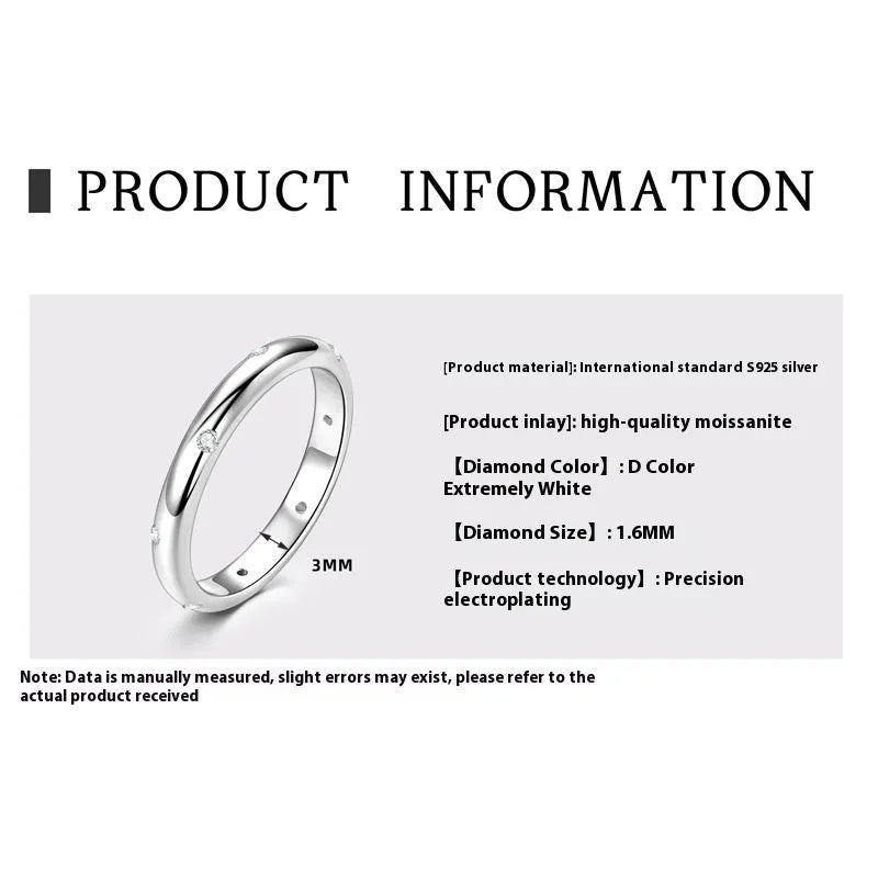 Simple geometric bracelet-style ring in S925 sterling silver on a size chart showing US sizes 4 to 10.