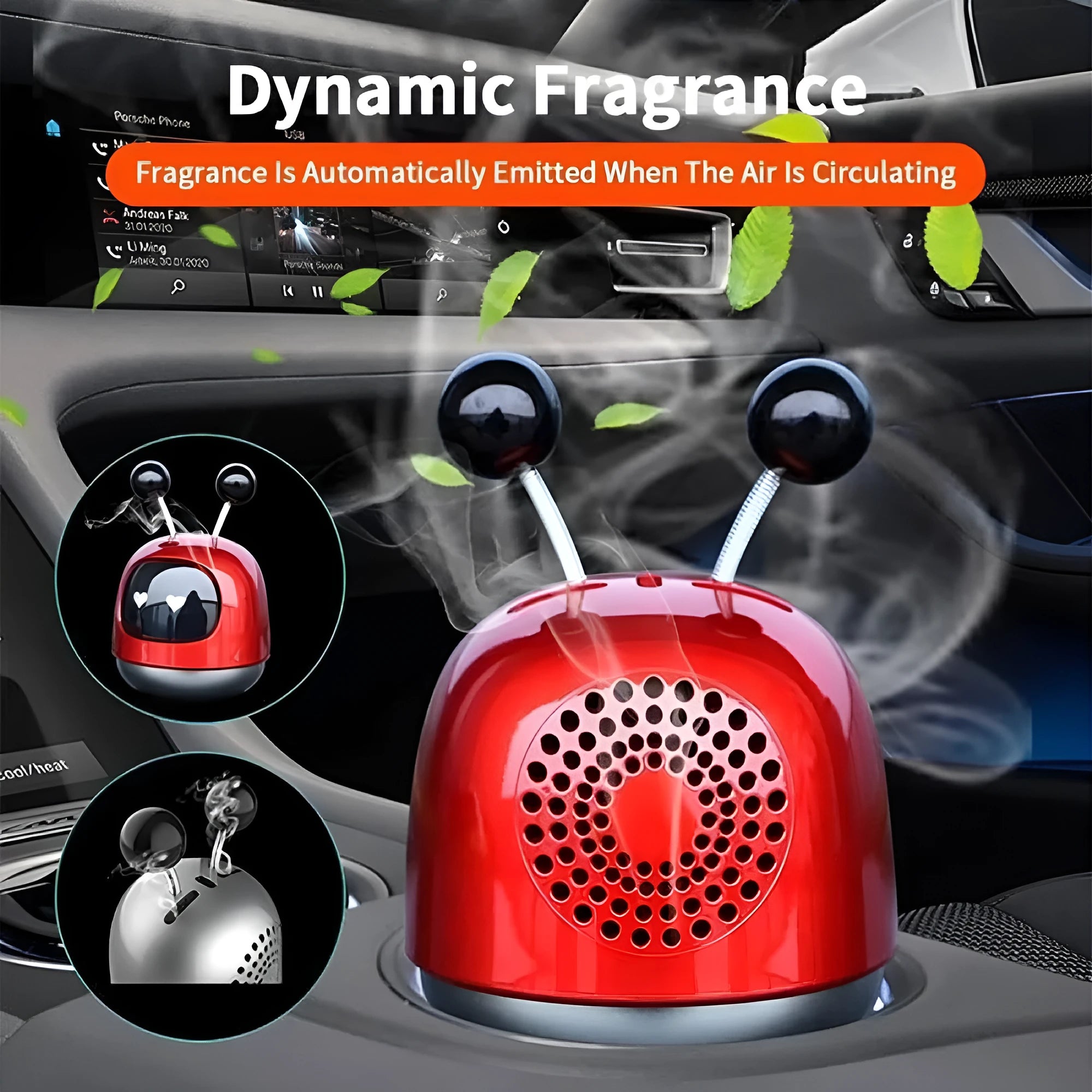 Creative robot car vent aromatherapy decoration with gel diffuser in blue, grey, or red.