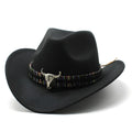 Western cowboy hat with a bell crown in Army Green colour, shown from the side on a wooden background.