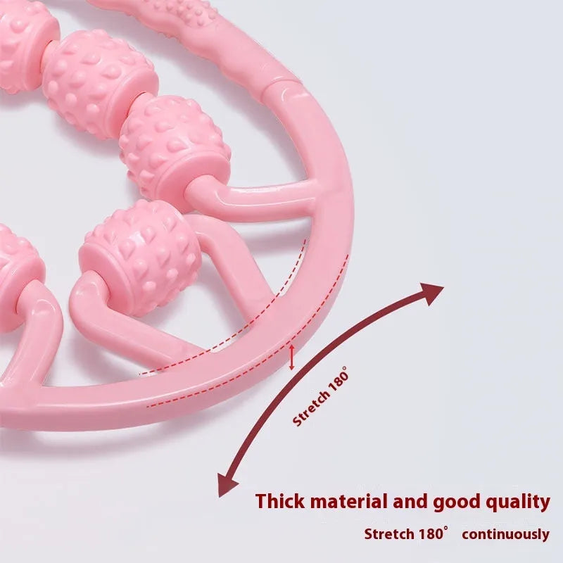 A clip-on leg massager roller with multiple wheels, shown in lilac purple colour.