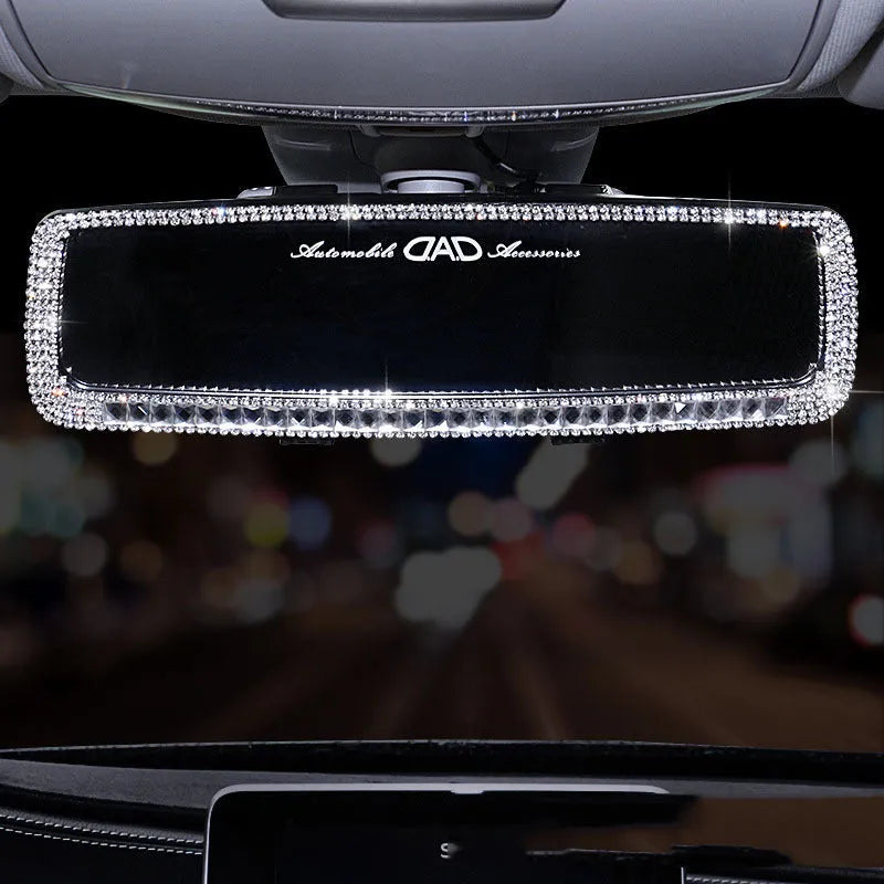 HD plastic diamond rearview mirror decoration in silver diamond piece finish for car interior