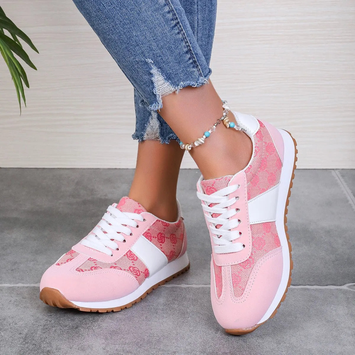 Women's khaki casual lace-up shoes with shallow open toe, cross-strap detail, and flat rubber sole