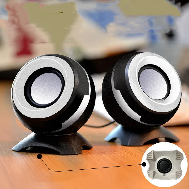 Mini multimedia desktop speakers for computers with USB power in multiple colour options