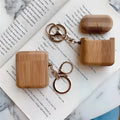 Carbonised bamboo wood clamshell cover for AirPods 1 and 2 charging cases