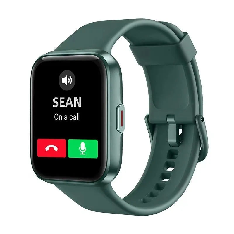 A Voice Call Smart Watch with a touch screen, shown in black, pink, blue, and green colour options.