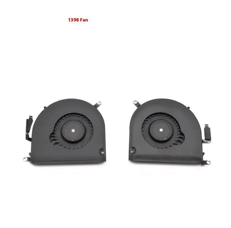 Apple MacBook Pro A1398 internal cooling fan replacement part on a paper box.