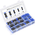 60-piece set of grey alloy plastic pneumatic push-in connectors with R1/4 and R1/2 threads.