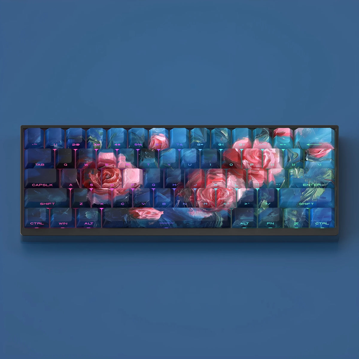 130-piece PBT keycap set with rose side-carved transparent legends for mechanical keyboards