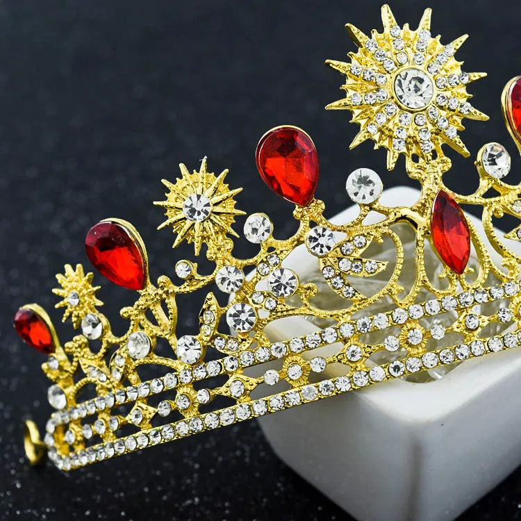 European style silver wedding crown hair accessory with zinc alloy electroplating and rhinestone glass flower modelling
