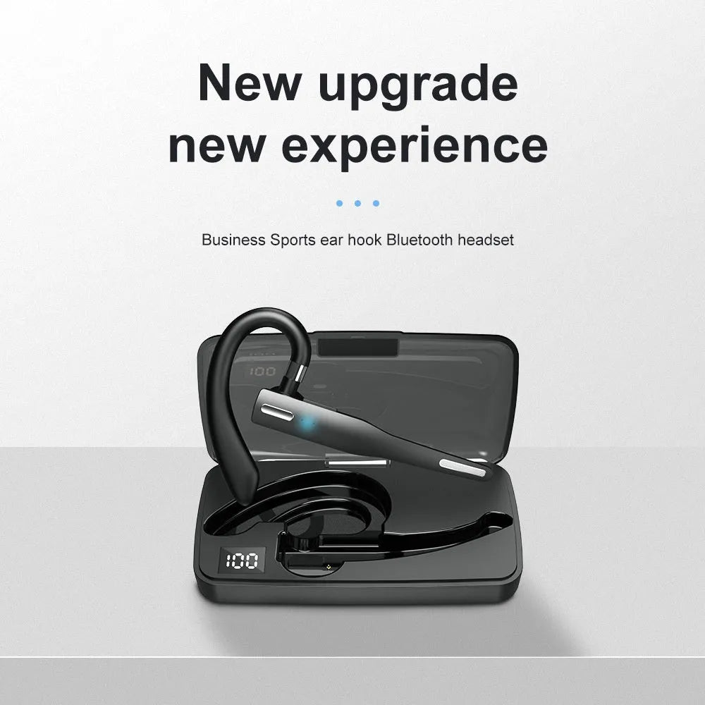 Ear-mounted single-ear Bluetooth headset with call noise reduction, 15-metre range and 8-hour battery life