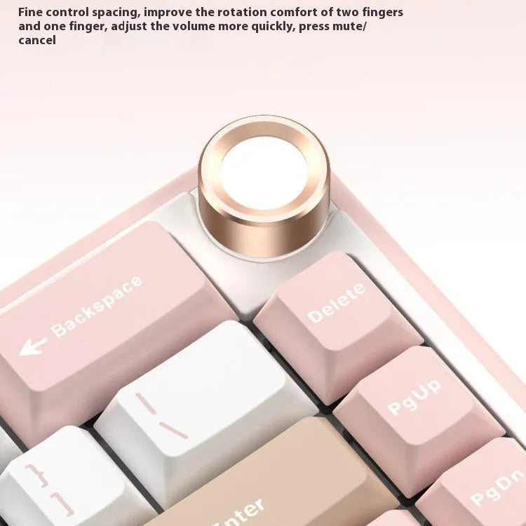 White wireless mechanical keyboard with RGB backlighting in compact 68-key layout on desk