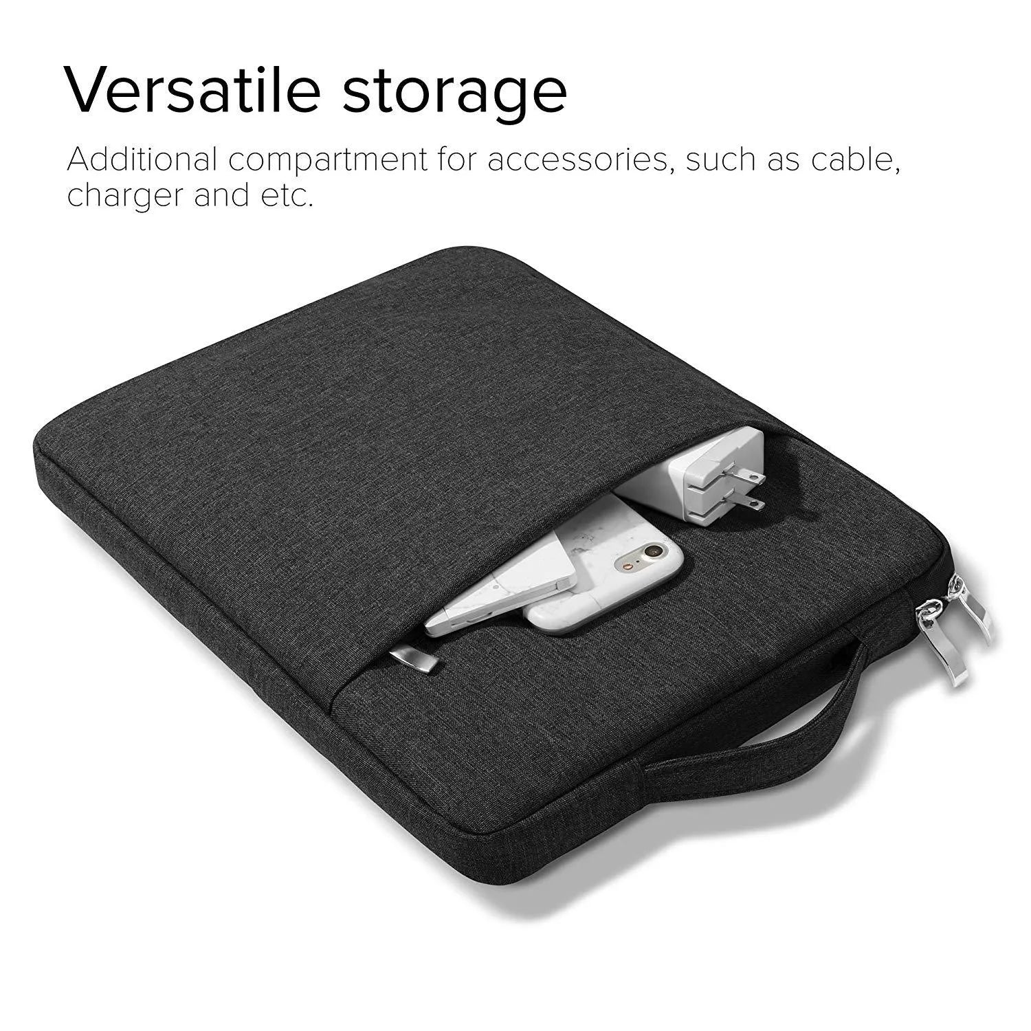 Grey canvas protective sleeve case for 12.9-inch iPad Pro with carrying handle