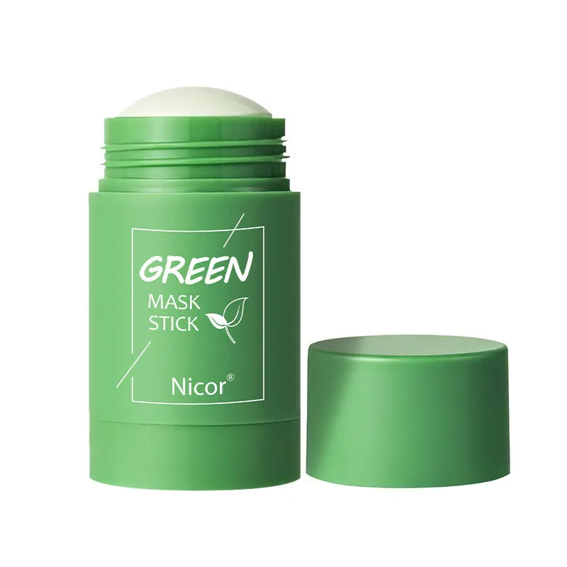 Green tea and eggplant solid clay mask stick for oil control and anti-acne skincare