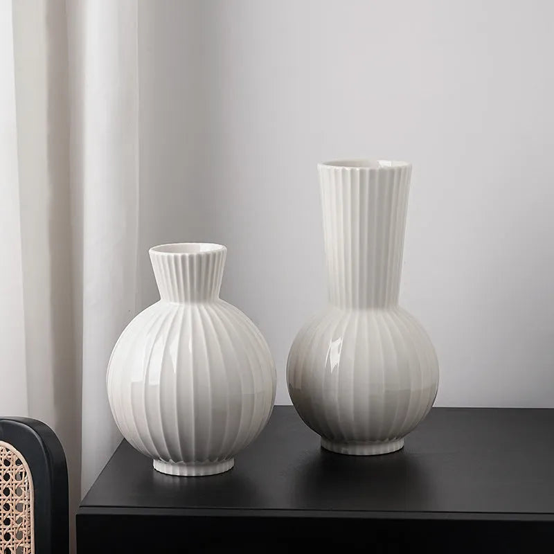 American country striped ceramic vase in ball shape with six design options including orchid arrangements