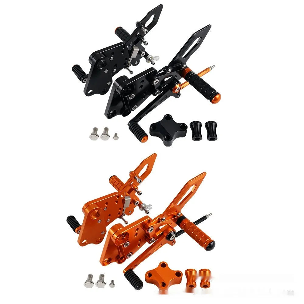 KTM DUKE motorcycle rear pedal support assembly bracket kit in black or orange