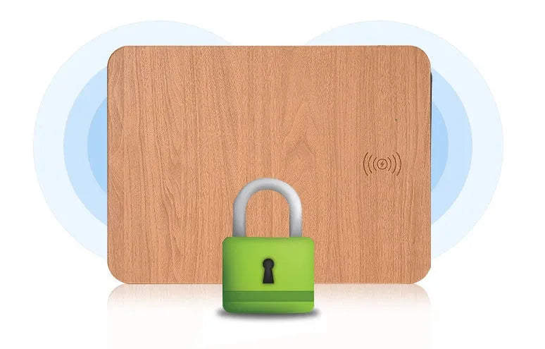 5W wooden wireless charger with ABS and PU leather surface, Qi 1.1 compliant, black finish