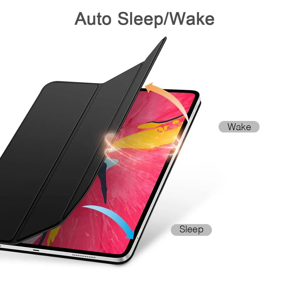 Magnetic smart case for iPad Pro 11-inch 2018 in black with trifold stand and open side for Apple Pencil
