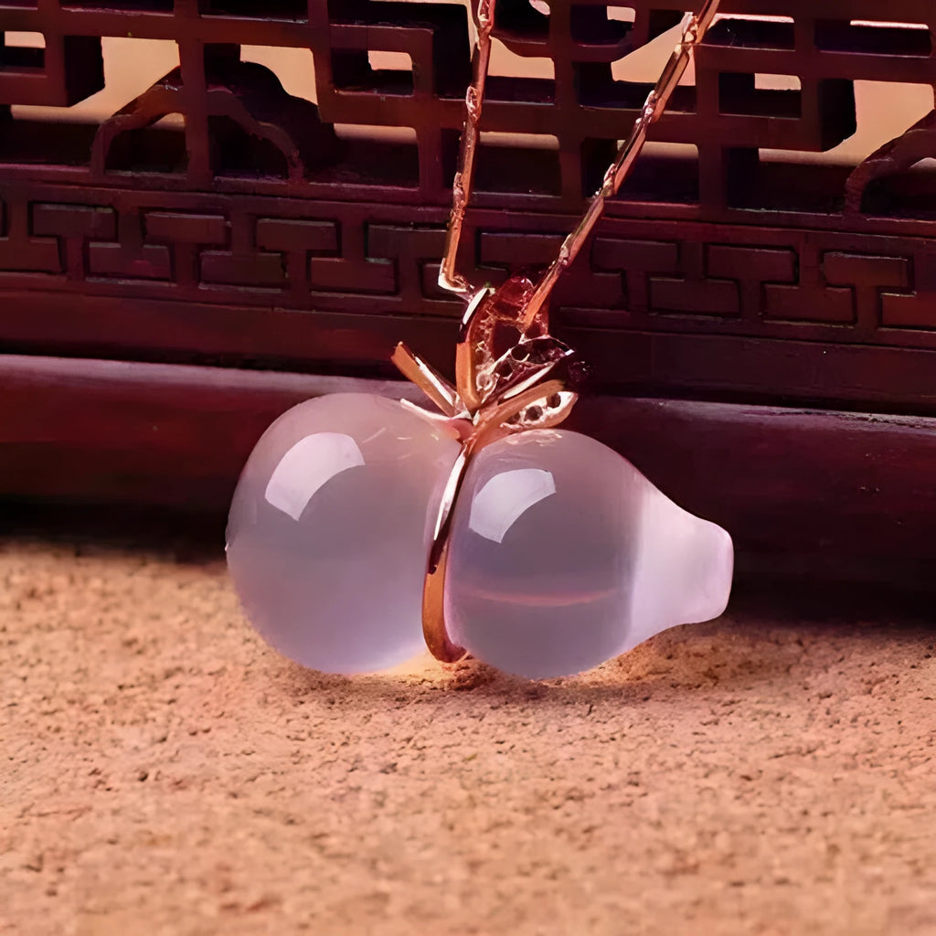 Natural powder crystal gourd pendant in ice powder colour with smooth finish