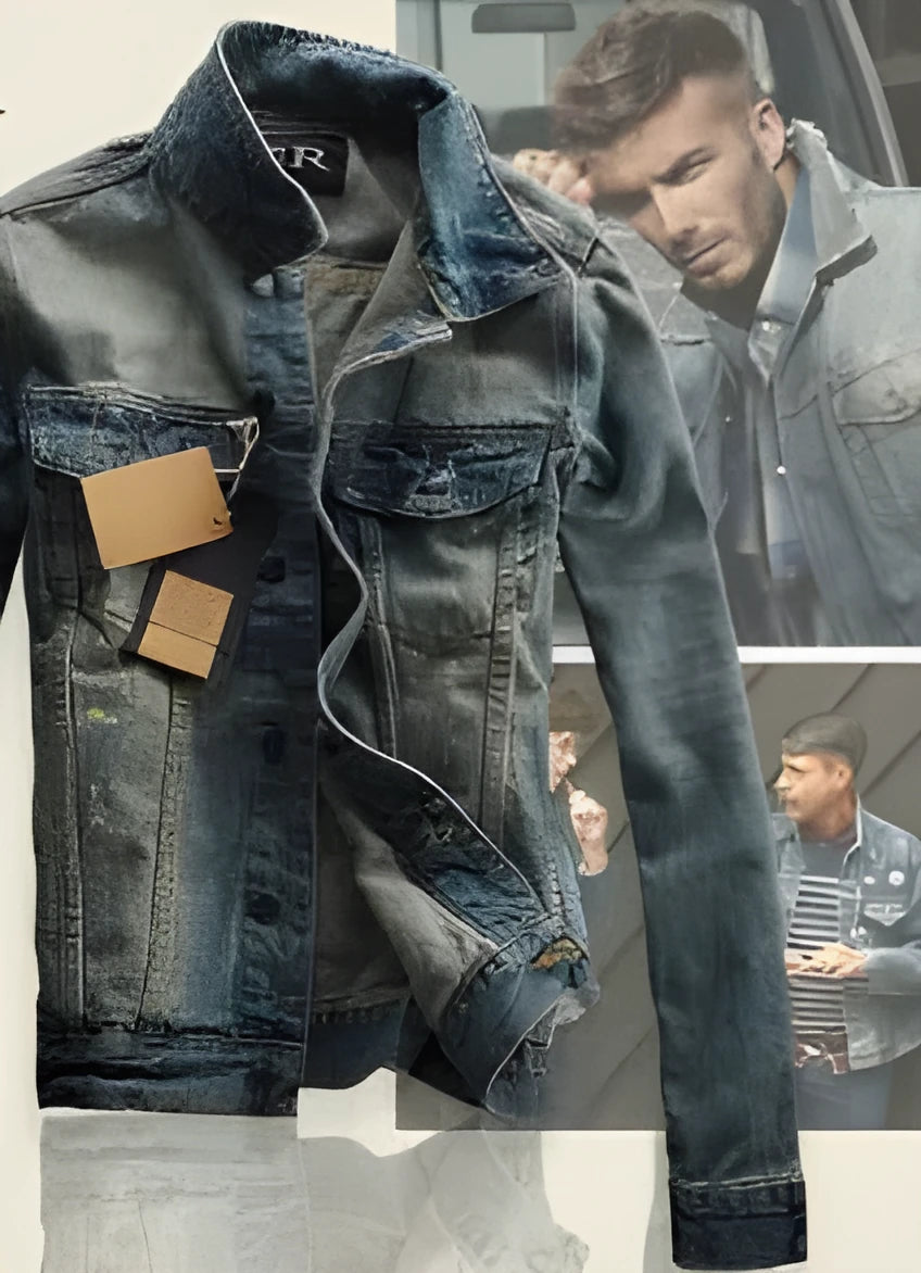 Men's denim jacket, full zip front, solid colour cotton, classic fit, available sizes S to XXXL