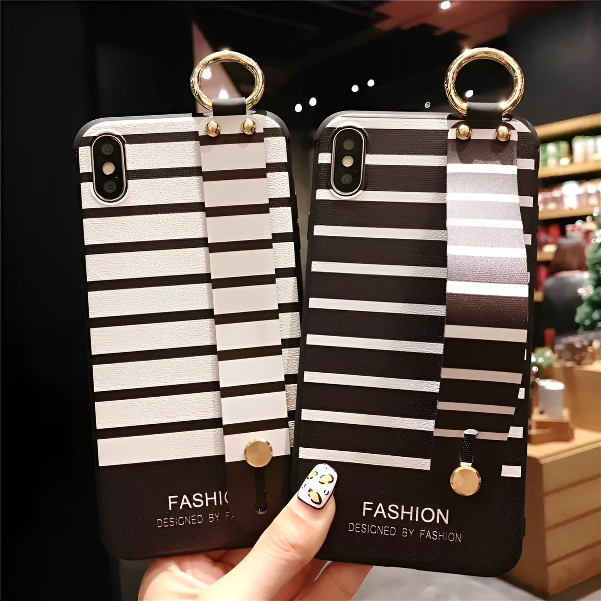 Striped phone case with 3D relief pattern in matte black TPU soft shell for iPhone models