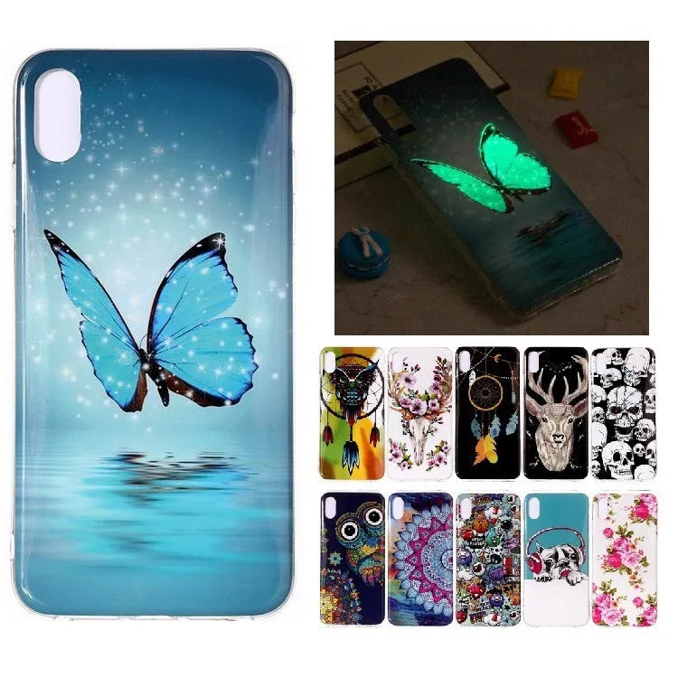 Luminous butterfly cartoon phone case for iPhone with glow-in-dark feature