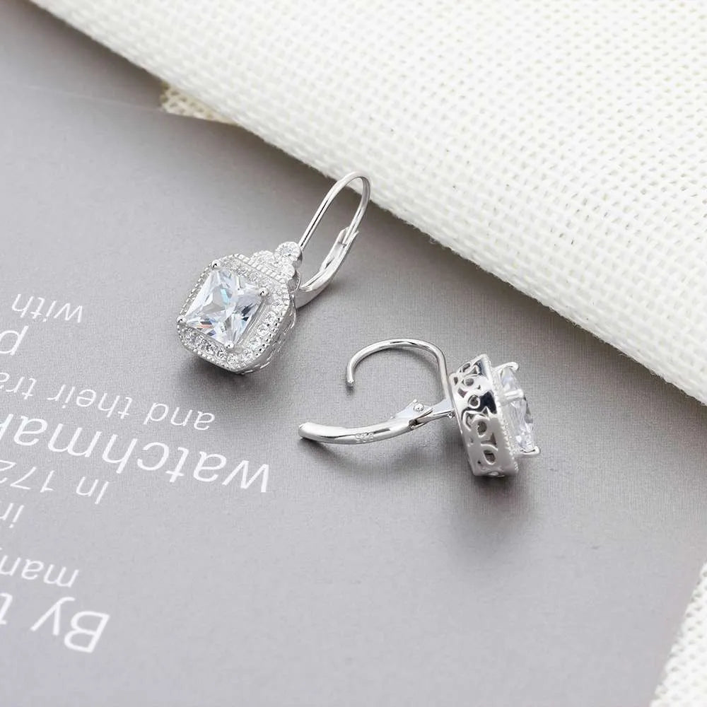 S925 sterling silver crown-shaped rhinestone earrings for women, silver gem inlay, colour EA102021