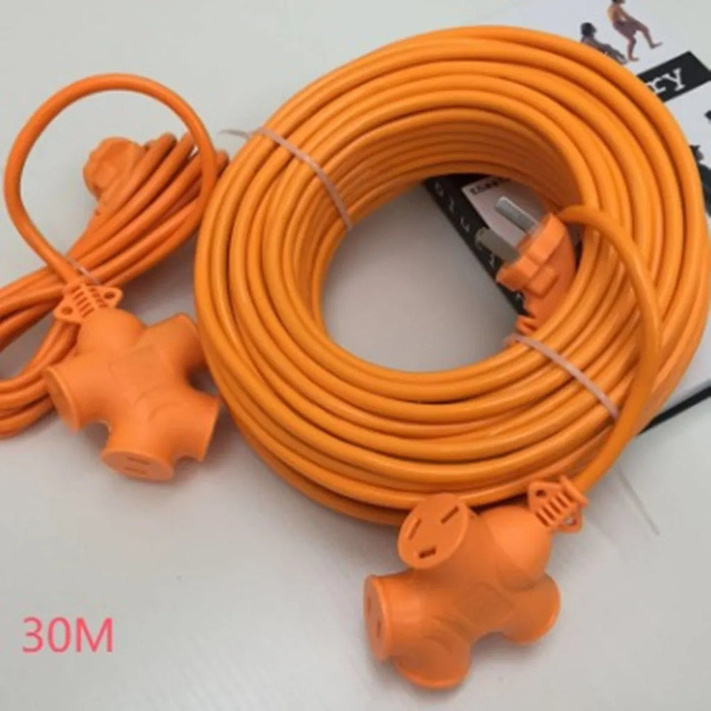 High-power flip-flop socket extension lead with multiple sockets, 2200W 10A, white body with anti-slip plug