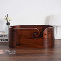 Fashion retro solid wood oval storage box in black walnut colour with lid and double-sided hole, 28.5 cm long
