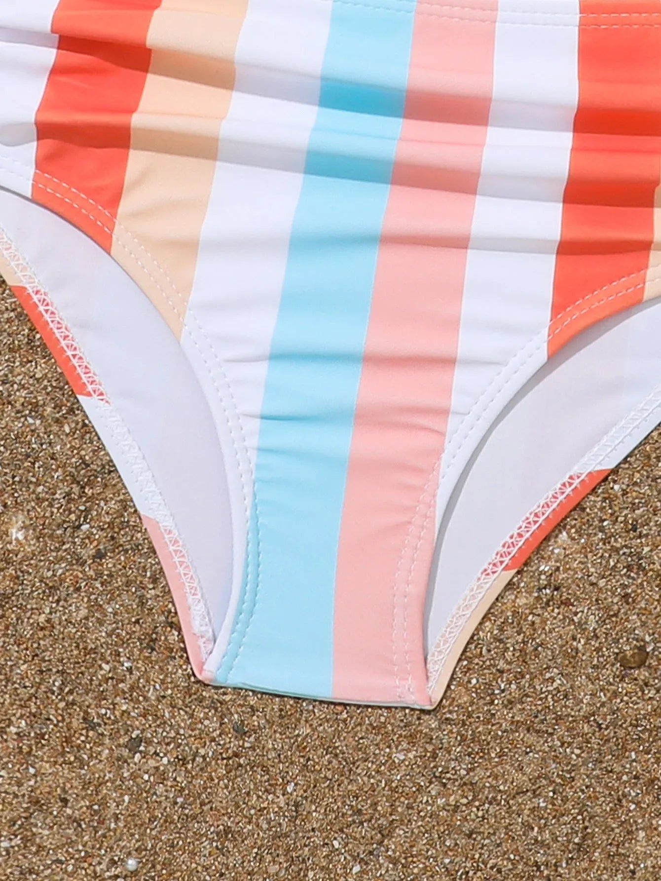 Girls' plaid pattern swimsuit briefs with separate bra and panties components