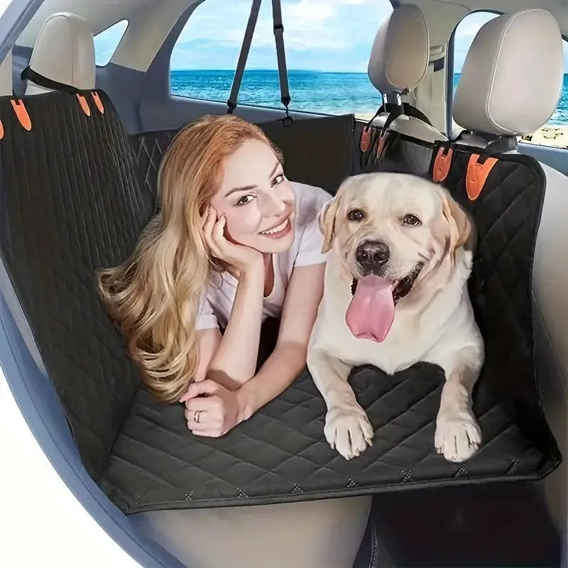 Black waterproof polyester car pet mat for dogs, 132 x 160cm, vehicle-mounted and load-bearing