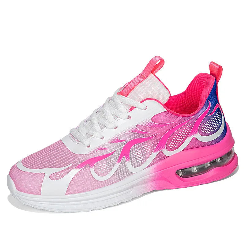 Women's casual sneaker in mesh upper and PU sole, shown in Pink, Plum Red, and Moonlight colour options.