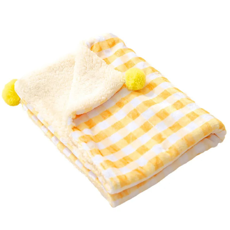 Soft blue coral fleece pet blanket for dog or cat bed.