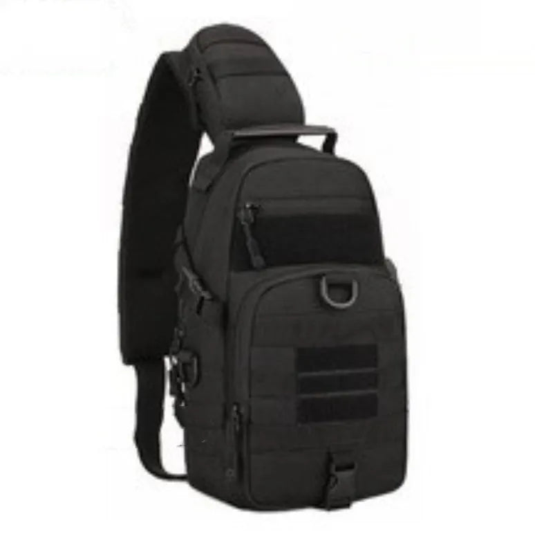 Men's nylon messenger bag with wear-resistant finish in black camouflage colour