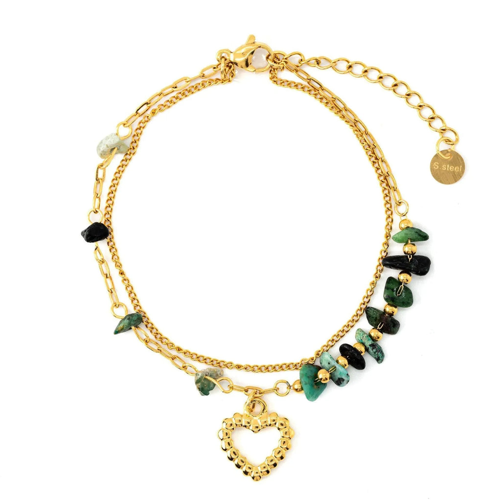 Niche Ins natural stone and freshwater pearl bracelet in stainless steel with 18K electroplating, geometric design, multiple colour options