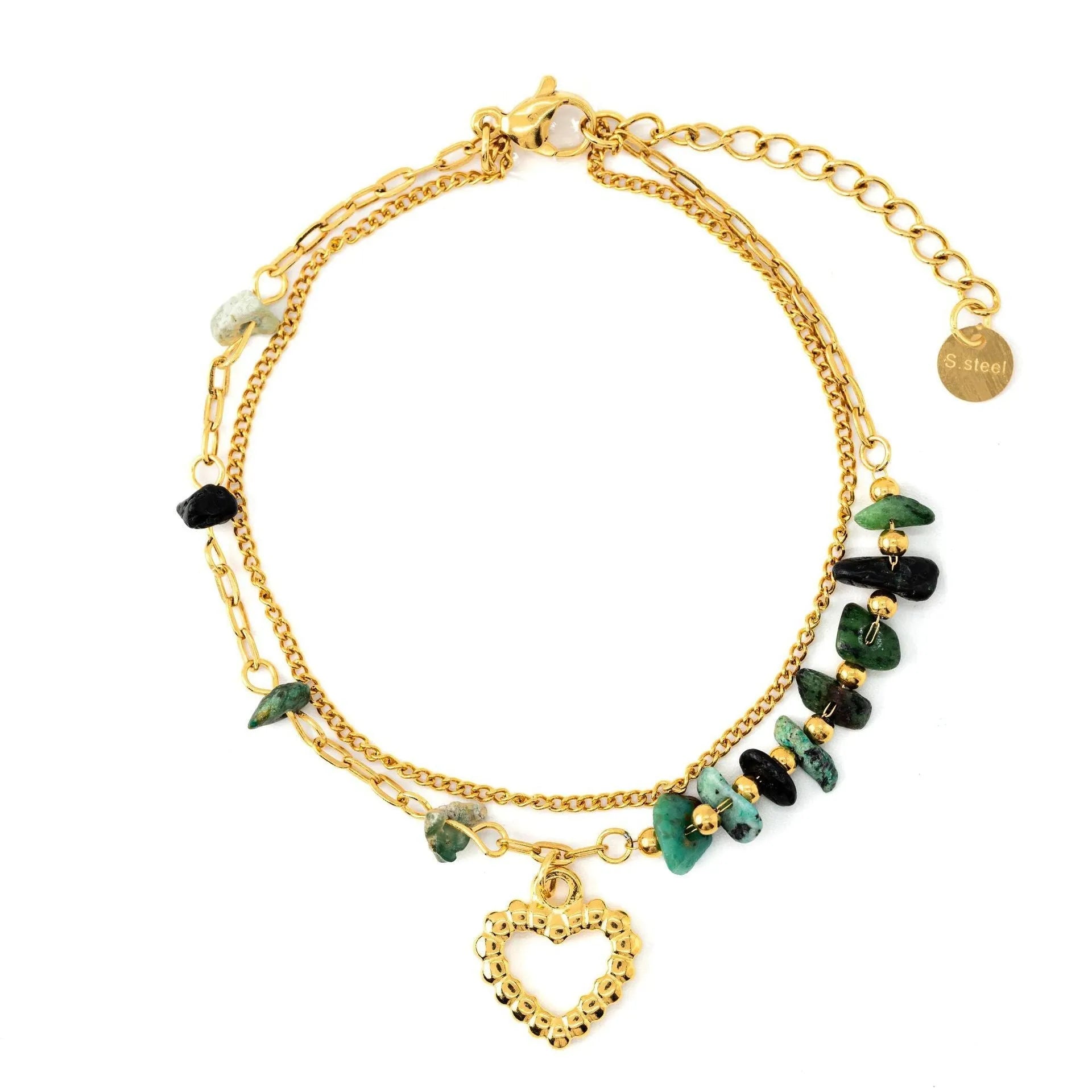 Niche Ins natural stone and freshwater pearl bracelet in stainless steel with 18K electroplating, geometric design, multiple colour options