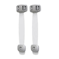 Adjustable grey child safety lock with strap for cabinets and drawers using 3M adhesive tape