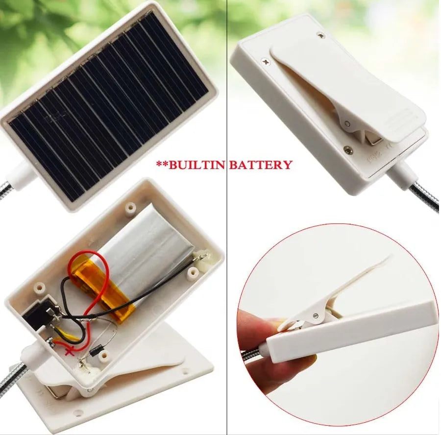 Solar-powered garden light with plastic lampshade and dual charging options