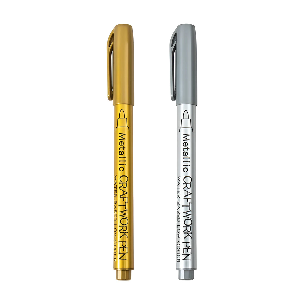 Metal paint pen with plastic shell, 14cm length, 9.6g weight, gold or silver ink refill, carton packaging