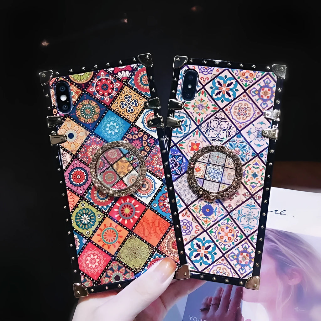 Samsung Galaxy S8 Bohemian style silicone phone case with blue light mirror frame