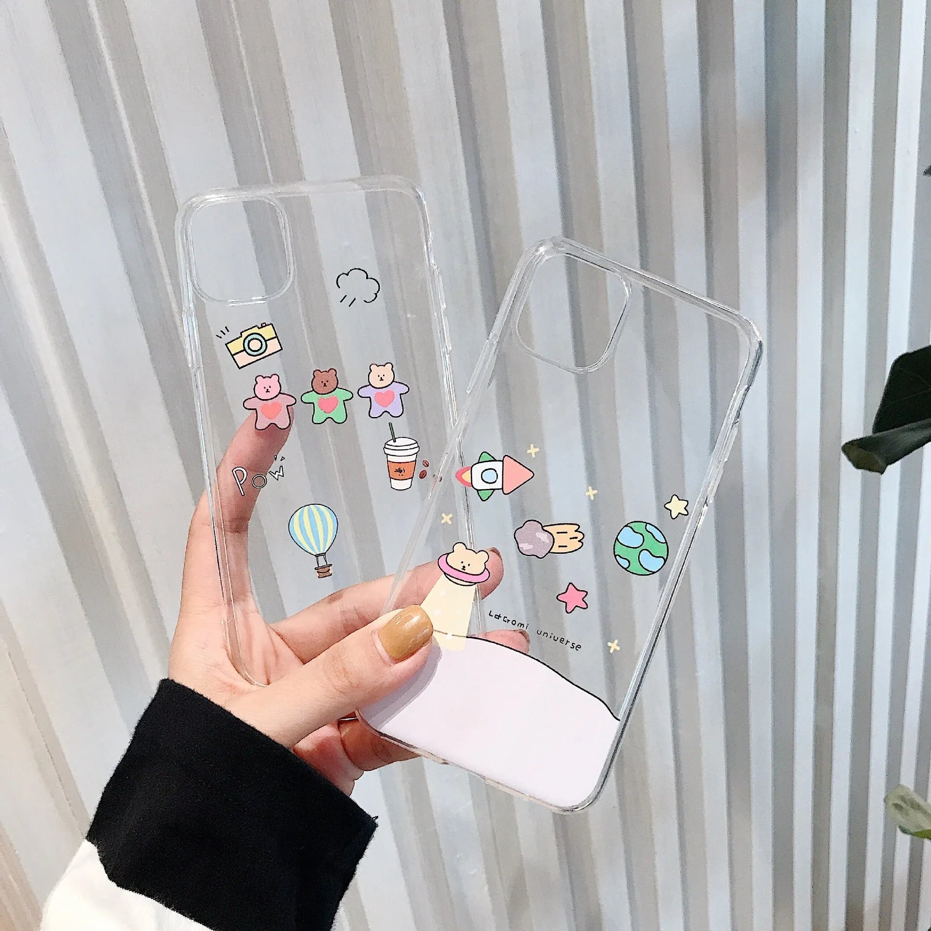 Graffiti bear TPU silicone phone case back cover on iPhone showing Bear A colour design