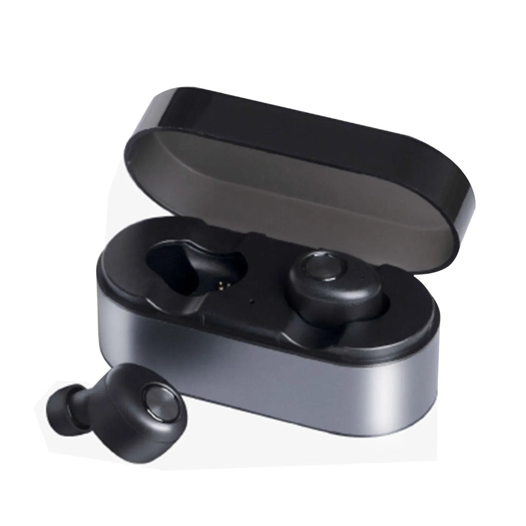 Black wireless Bluetooth headset for hands-free calling with microphone