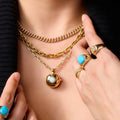 Gold-plated copper star necklace with openable teapot pendant in red or white gemstone